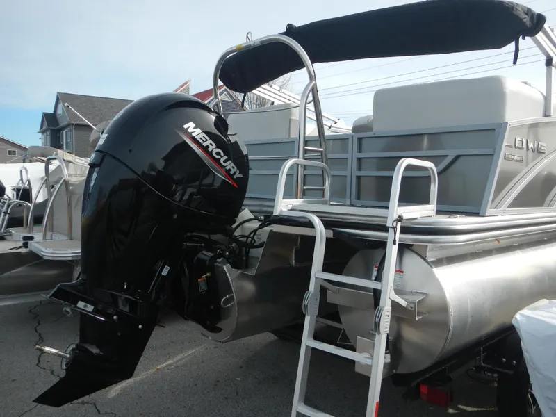 Slide: The Image of 2024 Lowe SF 212 WT pontoon boat with Mercury outboard motor. - 8