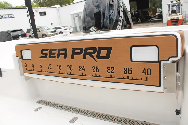 Slide: The Image of 2024 Sea Pro 222 boat with a built-in fish ruler on the deck. - 10