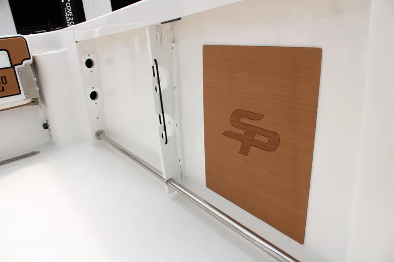 Slide: The Image of 2024 Sea Pro 222 boat interior detail with SP logo. - 27