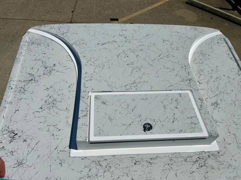 Slide: The Image of 2024 Shallow Stalker 17 LTS boat deck with storage compartment. - 11