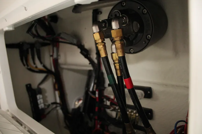 Slide: The Image of 2020 Parker 2520 XL Deep Vee Sport Cabin hydraulic system and wiring details. - 39