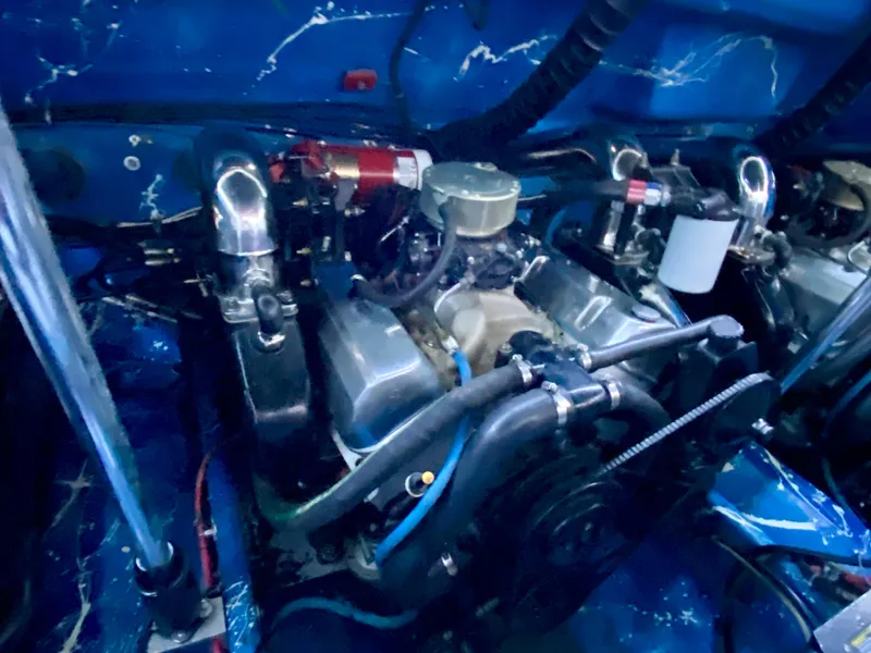 Slide: The Image of Engine compartment of a 1988 Warlock 37 Cat Cruiser boat. - 17