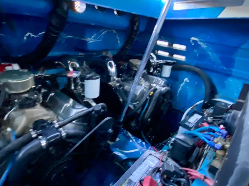 Slide: The Image of Engine compartment of a 1988 Warlock 37 Cat Cruiser boat. - 18