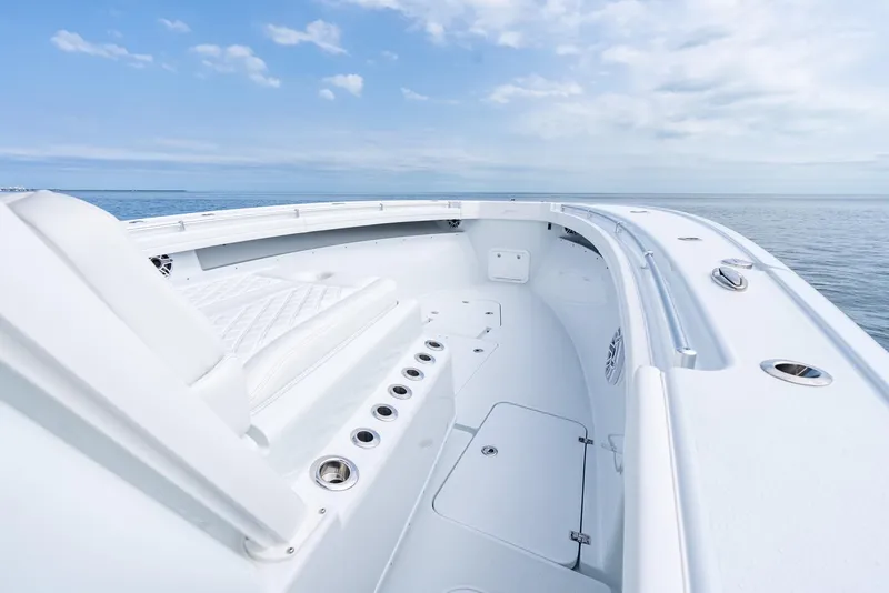Slide: The Image of 2024 Yellowfin 42 boat deck with ocean view. - 25