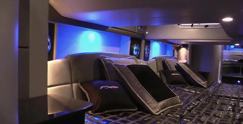 Slide: The Image of Luxurious interior cabin of 2015 Formula 400 FX8 with ambient blue lighting. - 23