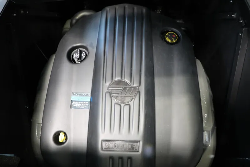 Slide: The Image of 2024 Axis T250 Monsoon engine with branded cover and visible oil cap. - 17