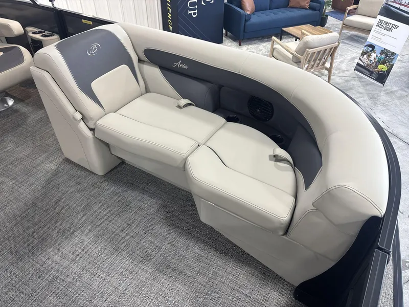 Slide: The Image of 2024 Barletta ARIA 20UC boat seating, luxurious beige and gray upholstery. - 8