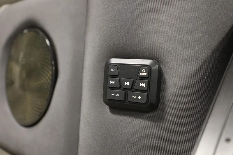 Slide: The Image of 2023 Barletta L25UEA audio control panel with speaker in background. - 17