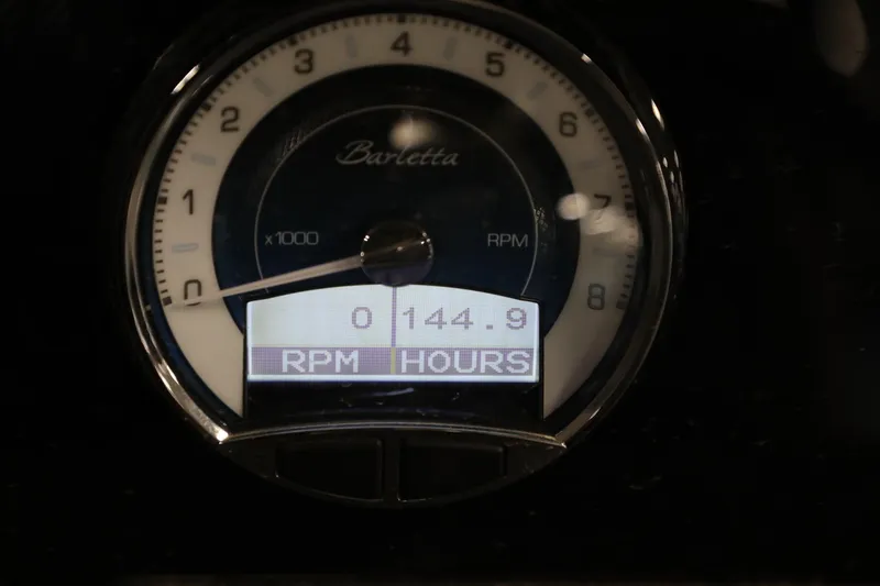 Slide: The Image of Barletta L25UEA 2023 RPM gauge displaying 144.9 hours. - 5