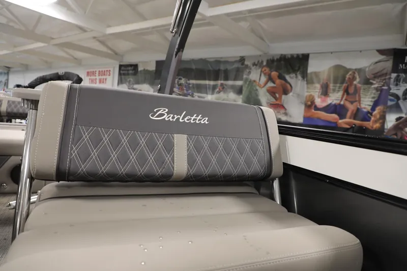 Slide: The Image of 2023 Barletta L25UEA boat seat with elegant stitching in showroom. - 7