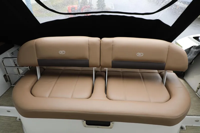 Slide: The Image of Cobalt A40 2016 model boat interior with tan leather seating. - 4