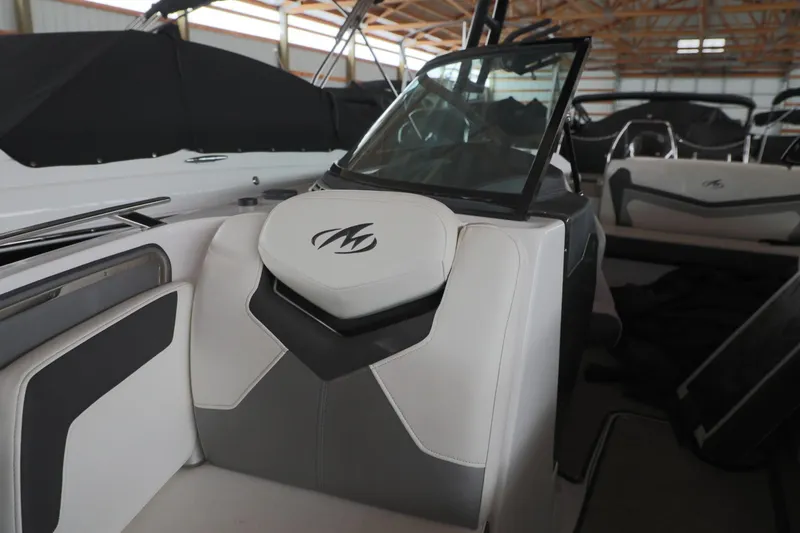 Slide: The Image of 2018 Monterey 238 SS Surf boat interior with sleek seating and modern design. - 7