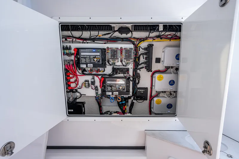 Slide: The Image of Electrical panel of 2023 Sportsman Open 352 Center Console boat. - 18