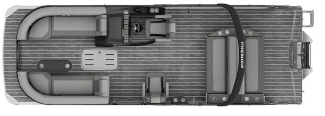 Slide: The Image of Top view of 2024 Premier 250 Solaris RL pontoon boat layout. - 22