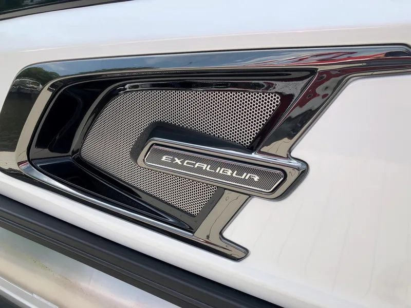 Slide: The Image of Close-up of 2024 Avalon Excalibur 27' boat emblem. - 3