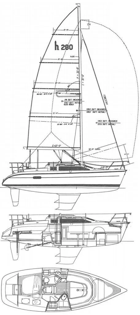 Slide: The Image of Technical drawing of the 1998 Hunter 280 sailboat. - 21