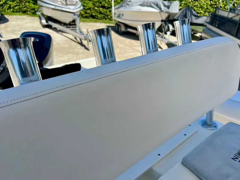 Slide: The Image of Close-up of 2008 Trophy 2503 boat's rod holders and seating. - 39