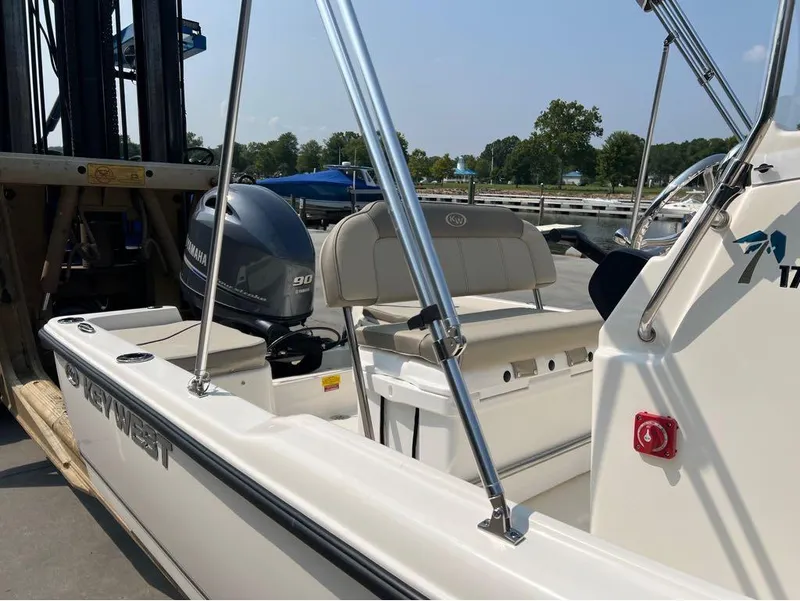 Slide: The Image of 2024 Key West 1720 CC boat with Yamaha 90 engine at dock. - 11