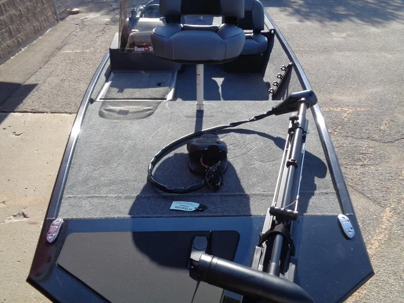 Slide: The Image of 2024 Tracker Bass Tracker Classic XL boat with trolling motor on deck. - 3