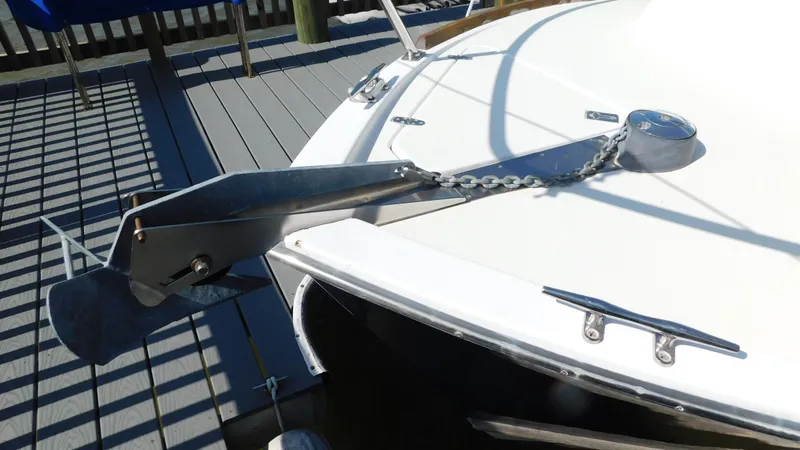 Slide: The Image of 2005 Legacy Yachts 28 Express bow with anchor and chain. - 5