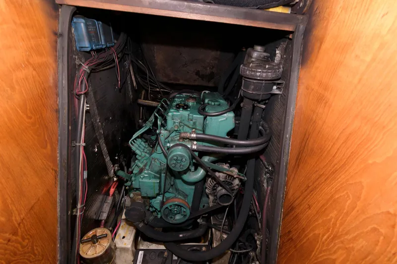 Slide: The Image of Engine compartment of a 1985 Beneteau 42 First sailboat. - 22