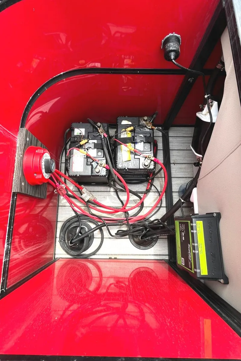Slide: The Image of 2019 Trifecta 23C 3.0 battery compartment with wiring and components. - 8