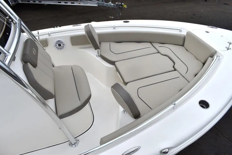 Slide: The Image of 2024 Key West 219 FS boat with spacious seating and modern design. - 11