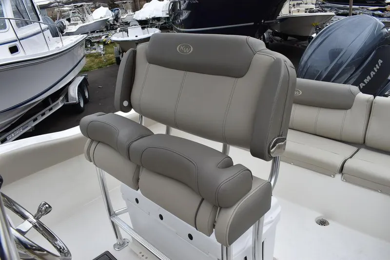 Slide: The Image of 2024 Key West 219 FS boat with comfortable seating and Yamaha engine. - 35