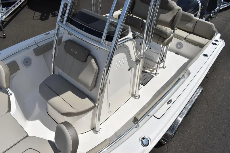 Slide: The Image of 2024 Key West 219 FS boat interior with seating and console. - 22