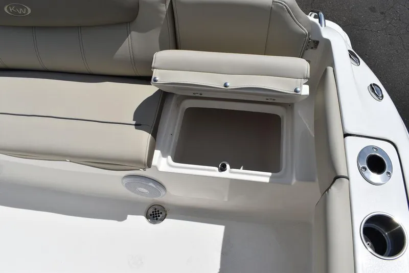 Slide: The Image of 2024 Key West 219 FS boat seating and storage compartment. - 30