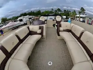 Slide: The Image of 2017 Misty Harbor SL-2685 pontoon boat with spacious seating and modern design. - 29