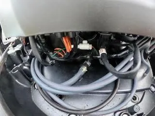 Slide: The Image of Close-up of 2017 Misty Harbor SL-2685 boat engine components and wiring. - 41