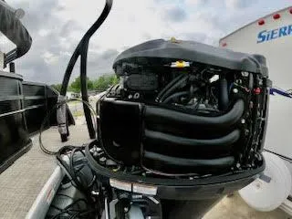 Slide: The Image of 2017 Misty Harbor SL-2685 boat engine close-up with open cover. - 42