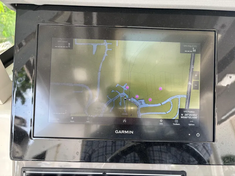 Slide: The Image of Garmin navigation screen on 2022 Pursuit S 288 boat. - 13