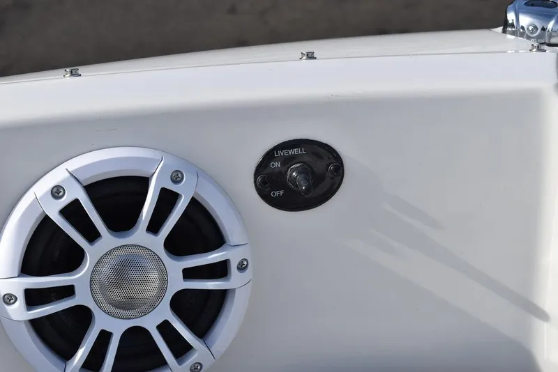 Slide: The Image of Close-up of 2024 Stingray 191DC boat speaker and livewell switch. - 33