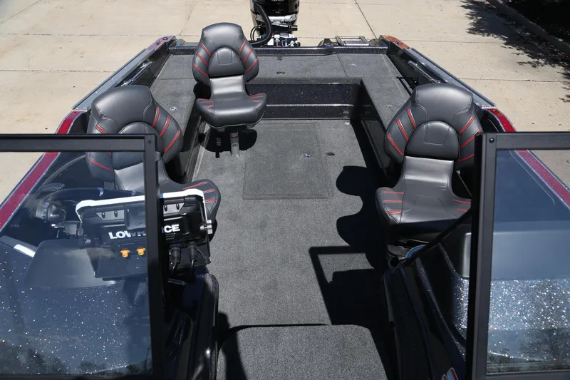 Slide: The Image of 2024 Nitro ZV21 boat interior with seating and navigation equipment. - 2