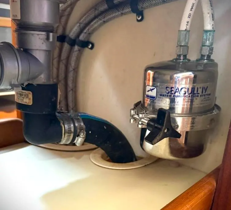 Slide: The Image of Water purification system in 2005 Pacific Seacraft 40 yacht interior. - 14