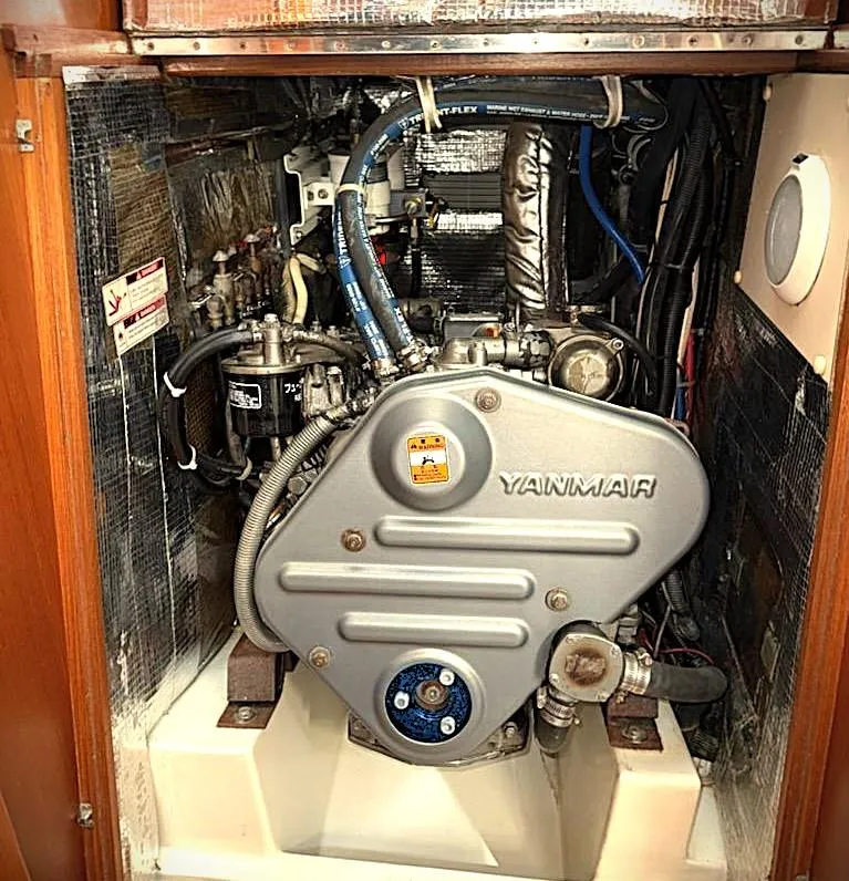 Slide: The Image of Engine compartment of a 2005 Pacific Seacraft 40 sailboat with Yanmar engine. - 16