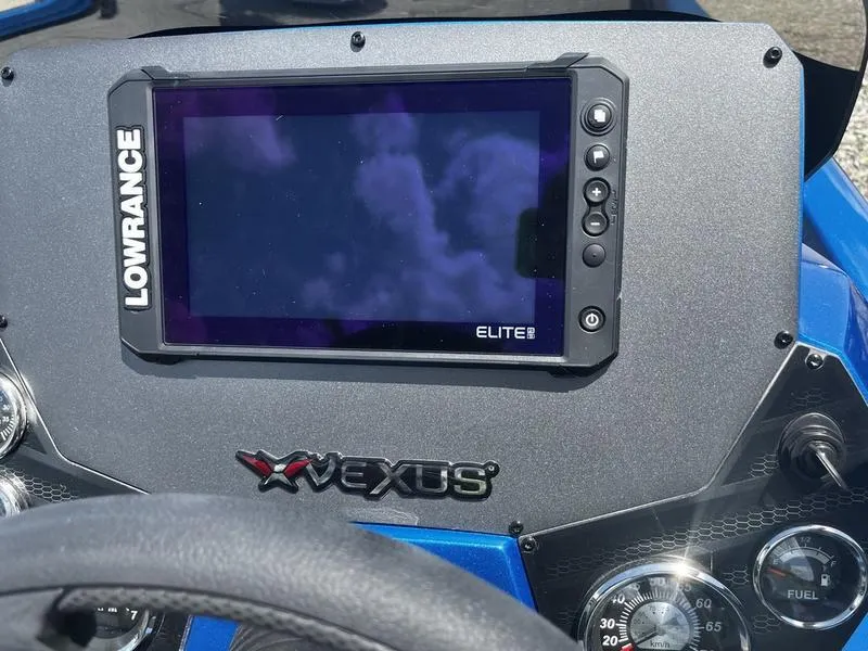 Slide: The Image of 2024 Vexus AVX 1980 boat dashboard with Lowrance Elite fishfinder. - 4