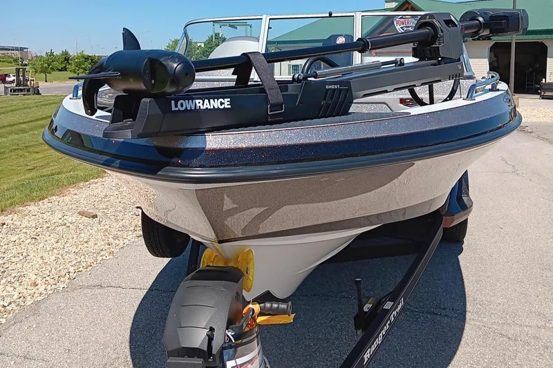 Slide: The Image of 2024 Ranger 621FS Ranger Cup Equipped boat with Lowrance equipment on a trailer. - 2