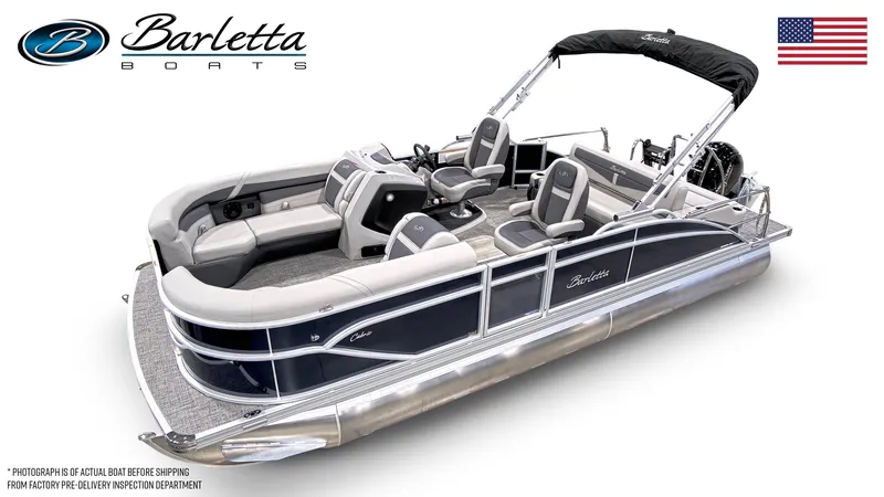 Slide: The Image of 2024 Barletta Cabrio 22UC pontoon boat with luxurious seating and sleek design. - 4