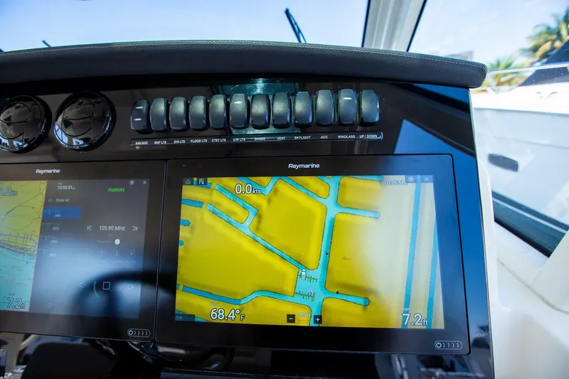 Slide: The Image of Navigation system on the 2019 Boston Whaler 380 Realm boat. - 21