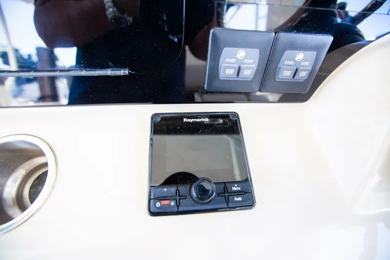 Slide: The Image of Control panel of a 2019 Boston Whaler 380 Realm boat with Raymarine display. - 28