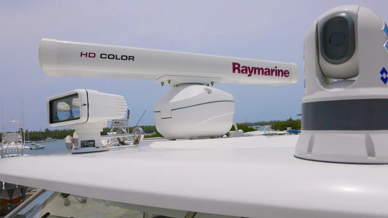 Slide: The Image of Close-up of 2016 Boston Whaler 420 Outrage's Raymarine HD Color radar system. - 15