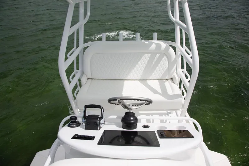 Slide: The Image of 2022 World Cat 400CC-X boat tower against blue sky. - 13