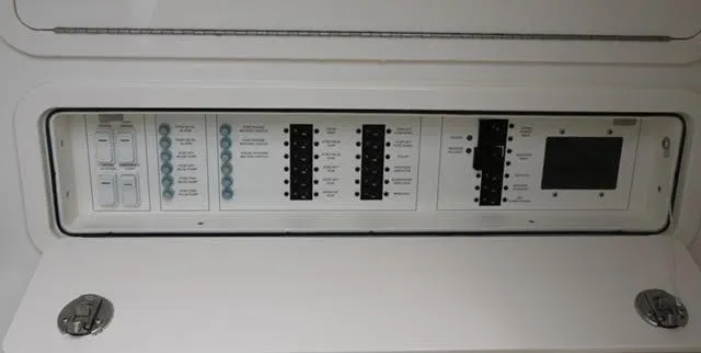 Slide: The Image of Cockpit of 2022 World Cat 400 CC-X boat with advanced navigation displays. - 23