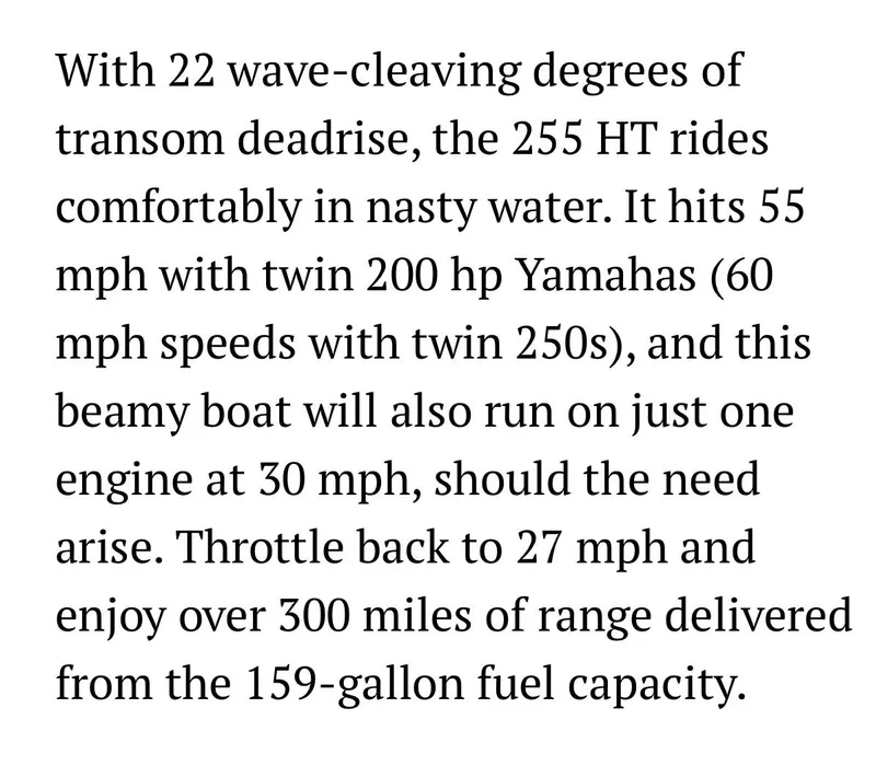 Slide: The Image of NorthCoast 255 Cabin 2024: 22-degree transom deadrise, twin 200 hp Yamahas, 55 mph - 7