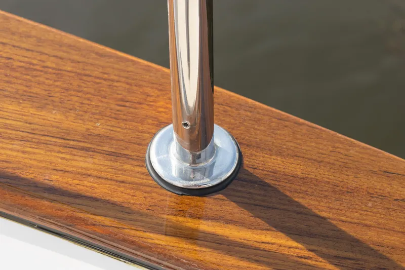 Slide: The Image of Close-up of polished metal railing on 2009 Grand Banks 41 Heritage Europa yacht. - 36