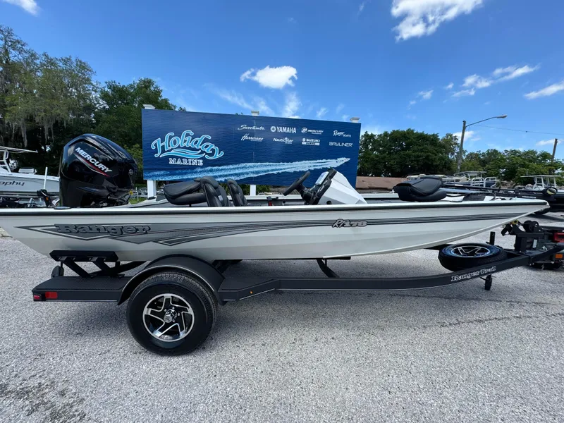 The Image of 2024 Ranger RT178 fishing boat on trailer at Florida Marine dealership. - 0