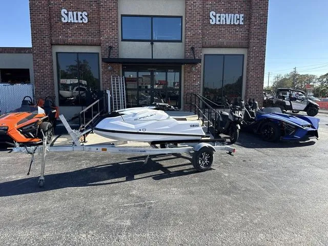 Slide: The Image of 2023 Yamaha WaveRunner SuperJet in white, side view. - 1